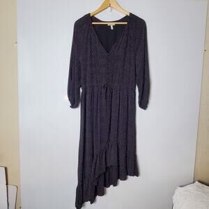 JOIE Asymmetrical Dotted Chiffon Dress In Caviar Size Large